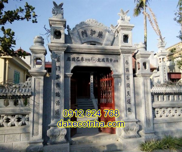 cổng tam quan đá có gác đền chùa đẹp, cổng tam quan nhà thờ họ, cổng đá