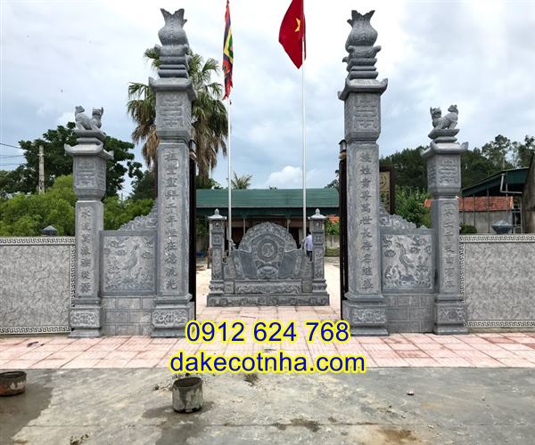 cổng tam quan tứ trụ bằng đá đẹp, cổng tứ trụ bằng đá đẹp, cổng đá