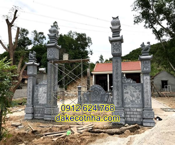 cổng đá tam quan tứ trụ đẹp, cổng tam quan bằng đá đẹp, cổng tứ trụ
