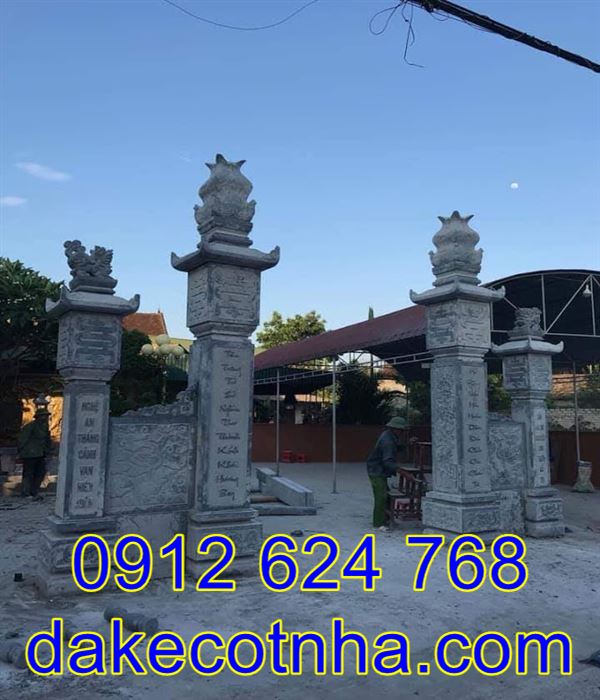 Mẫu cột đồng trụ đẹp đơn giản nhà thờ họ, cột đá đồng trụ đẹp đơn giản