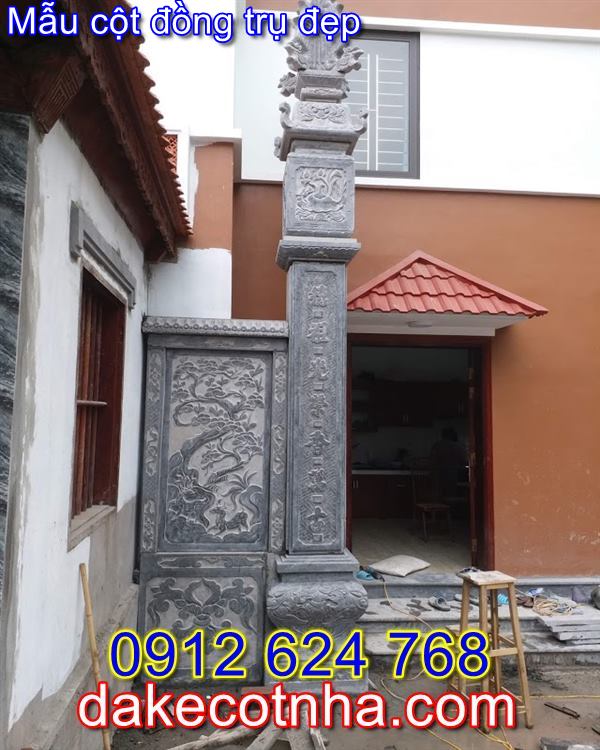 Mẫu cột đồng trụ nhà thờ họ đẹp bằng đá 02